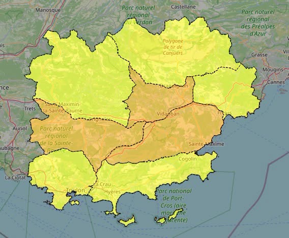 carte risque incendie dans le var du mercredi 24 juin 2026