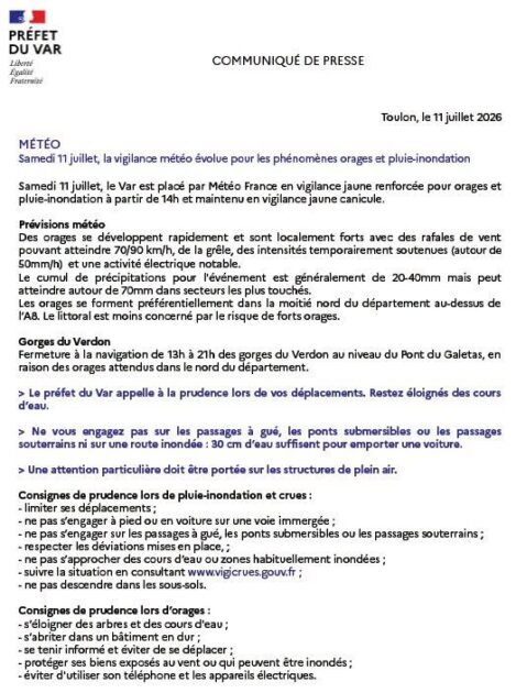 vigilance JAUNE RENFORCÉE 11