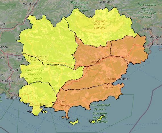 carte des massifs forestiers en vigilance 3 septembre 2026