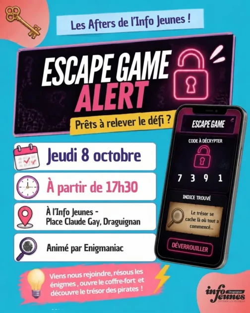 escape game à l'info jeunes le 8 octobre 2026