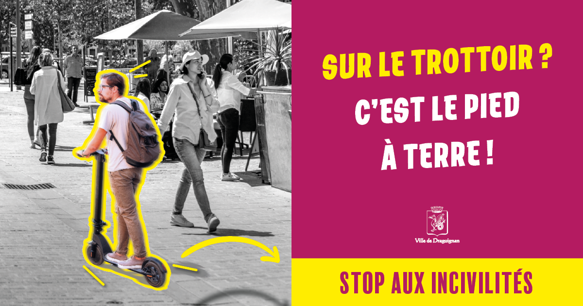 civisme : trottinette sur le trottoir, c'est le pied à terre. 20261009